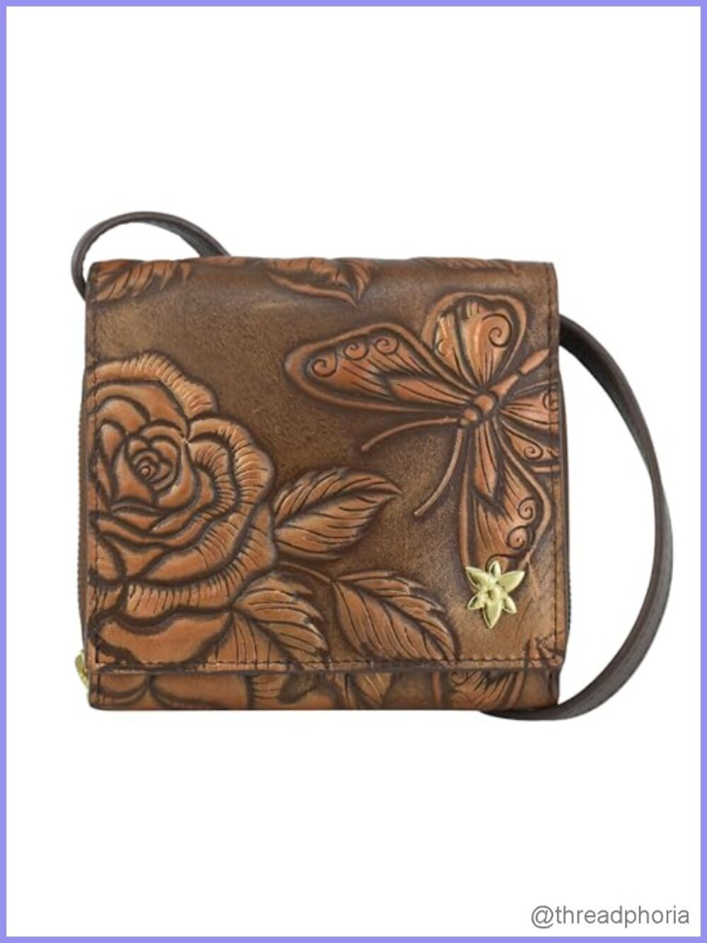 Hand-Painted Genuine Leather RFID Blocking Two Fold Sling Organizer